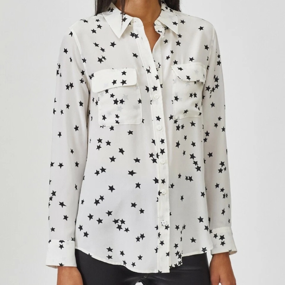 Equipment Slim Signature Silk Shirt in Starry Night - Picture 2 of 7